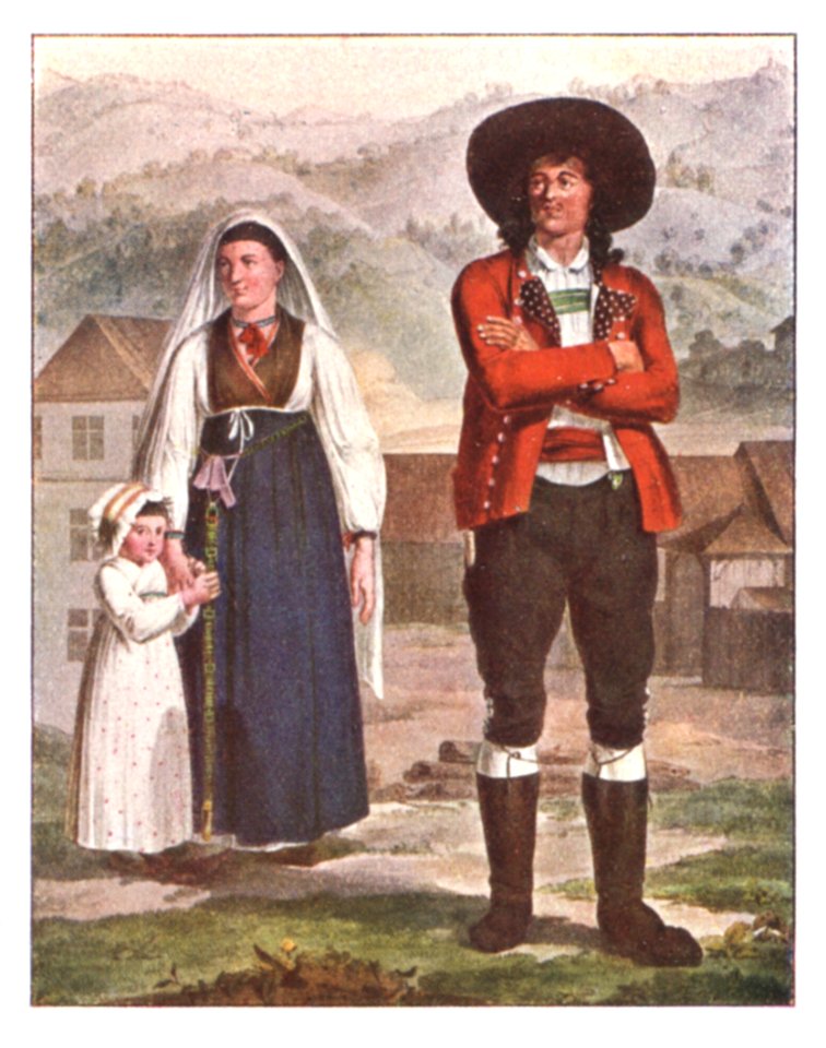 139 Bauern an der Grenze an der untersteirisch kroatischen Grenze zw. Rohitsch und Krapina, Aquarell von Karl Ruß (1811)