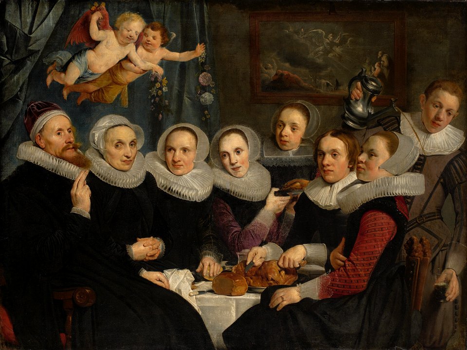 131-Theodorus Schrevelius en zijn gezin aan tafel