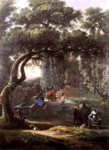 Michelangelo Cerquozzi and Angeluccio - Figures in a Tree-lined Avenue