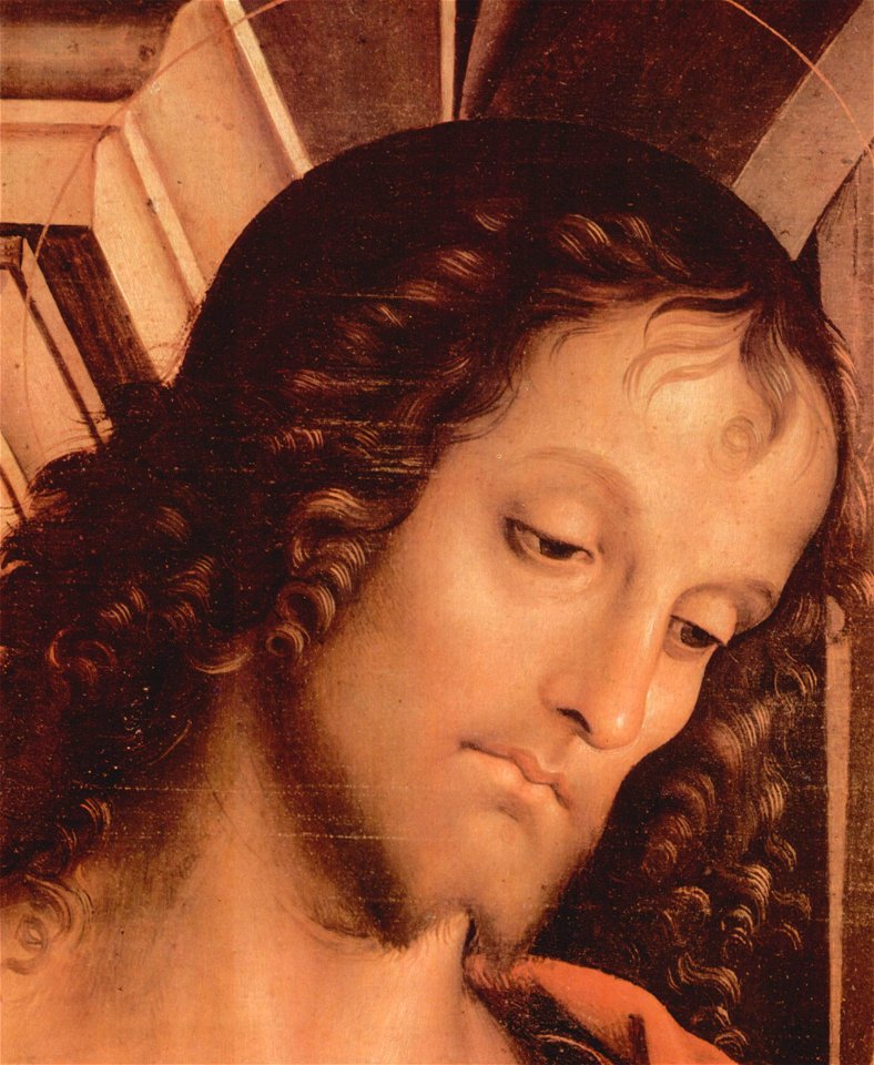 Perugino madonn enthroned with st john tufer st sebastian detail 1493 (21734269604)