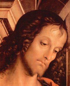 Perugino madonn enthroned with st john tufer st sebastian detail 1493 (21734269604). Free illustration for personal and commercial use.