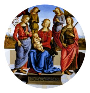 Perugino madonn enthroned with saints catherine rose alexandri two angels 1492 (21734268194)