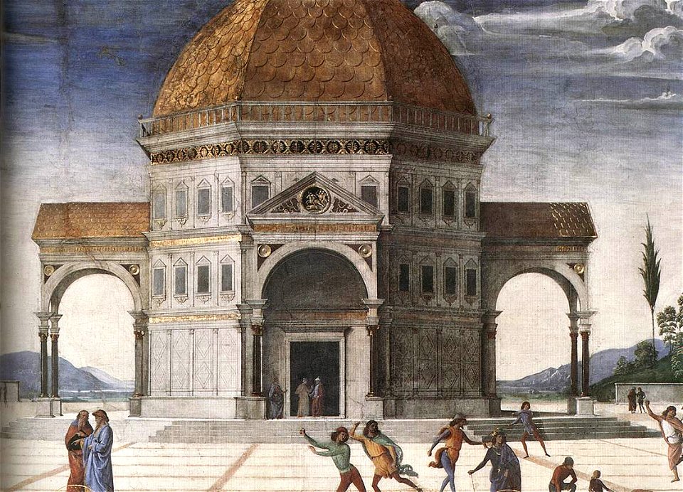 Perugino christ handing keys st peter detail 1 1482 (22330983026)