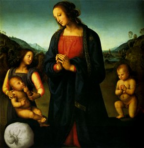 Perugino virgin with child st john an angel madonn del sacco 1500 (22169137550). Free illustration for personal and commercial use.