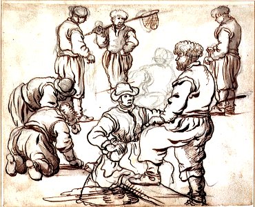 A group of six fishermen and a woman RMG PV5173