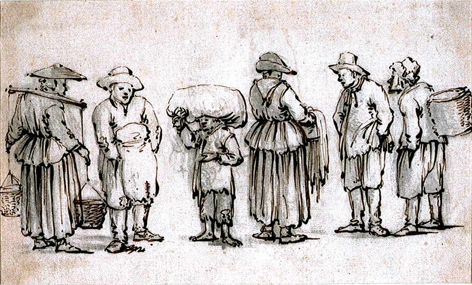 A group of six fishing people RMG PV5191
