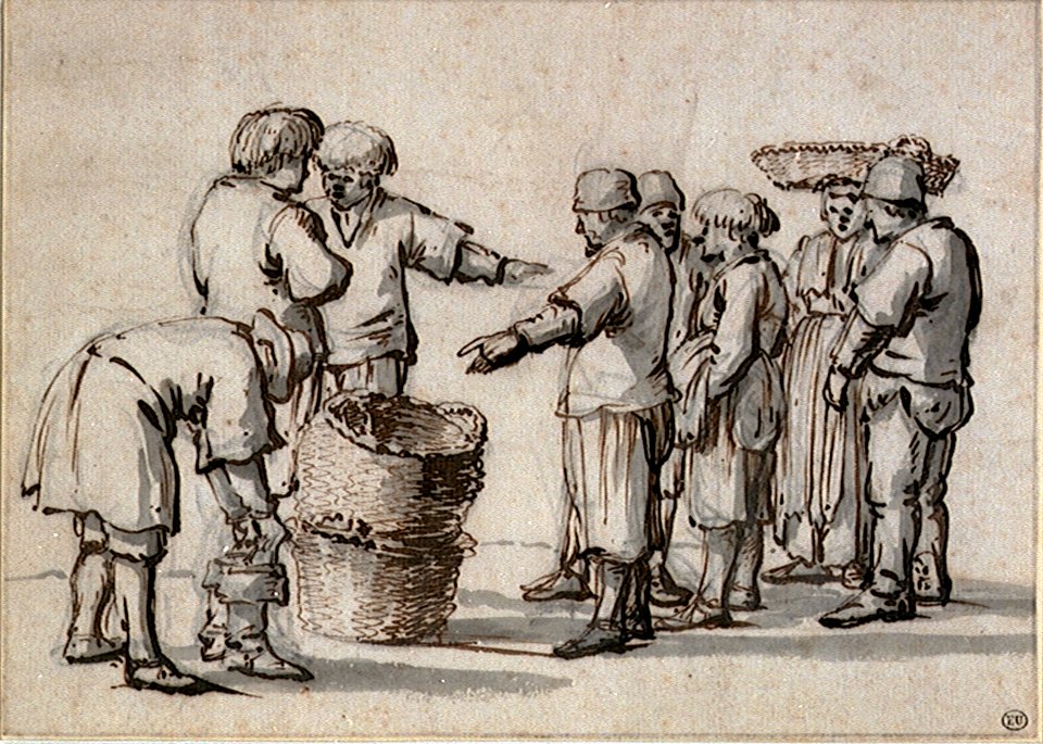 A group of eight fishing people RMG PV5183