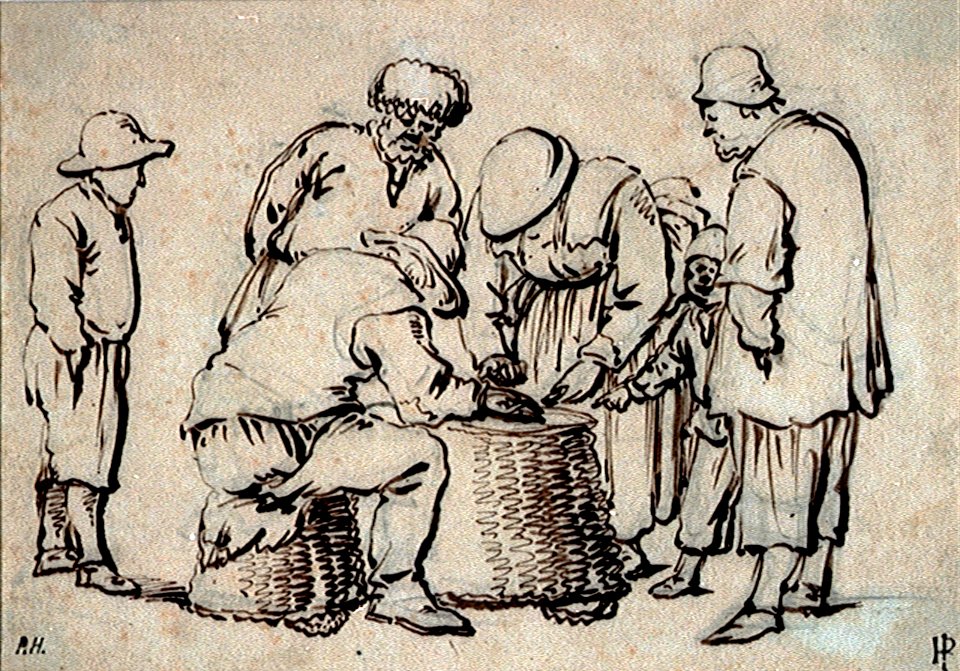 A group of six fishing people RMG PV5181