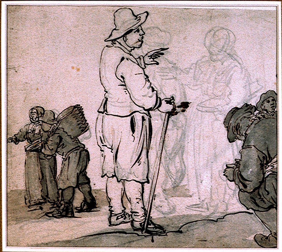 A group of four fishermen, two women and a boy RMG PV5178
