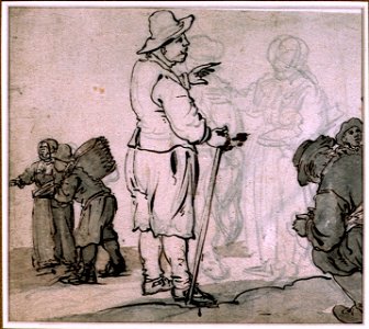 A group of four fishermen, two women and a boy RMG PV5178