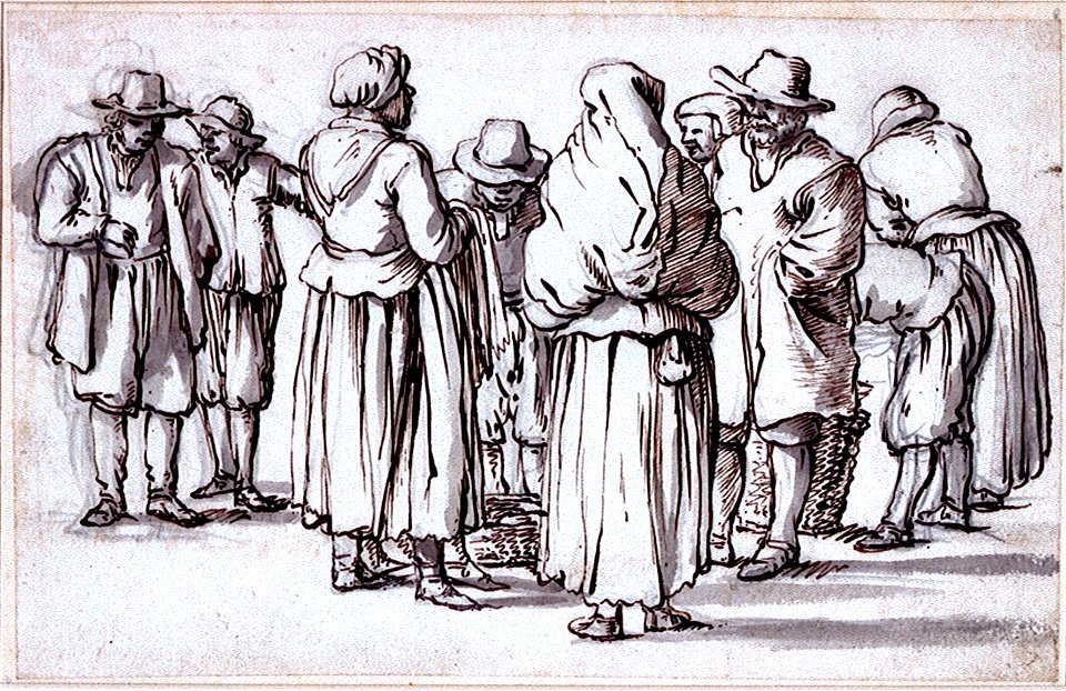 A group of nine fishing people RMG PV5171