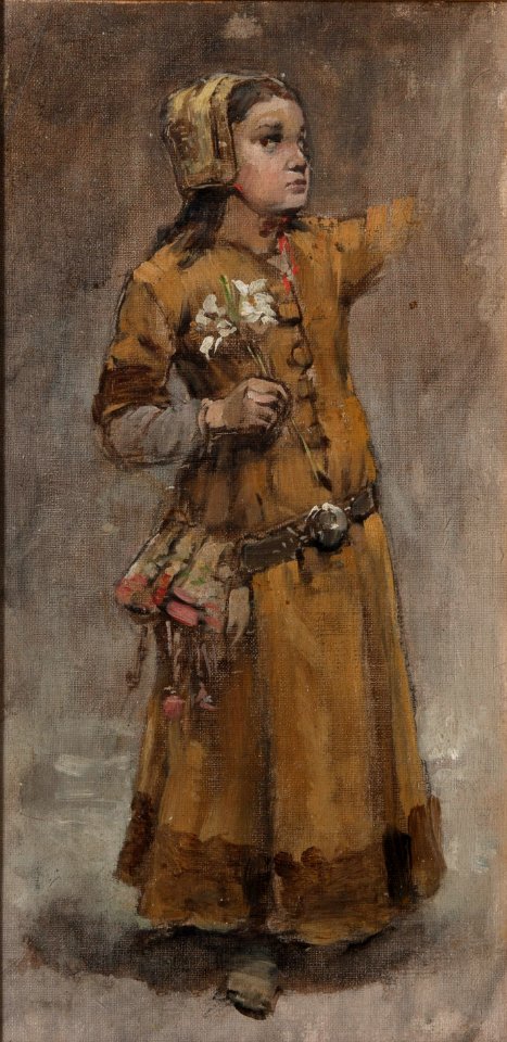 A Girl. Study for Valdemar Atterdag Holding Visby to Ransom, NM 1431 (Carl Gustaf Hellqvist) - Nationalmuseum - 20605