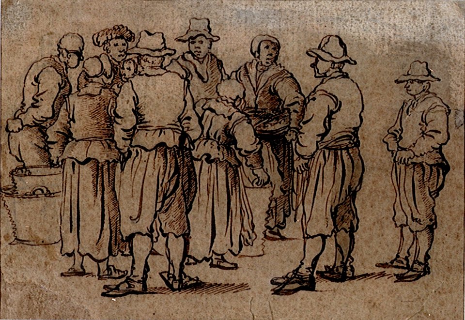 A group of ten fishing people RMG PV5189