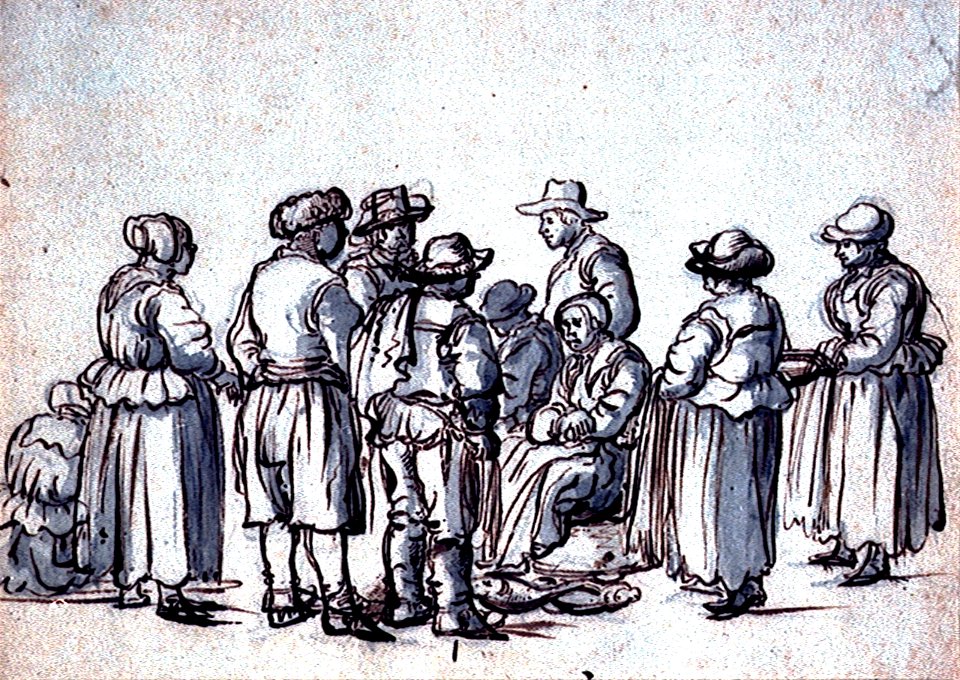 A group of ten fishing people RMG PV5188