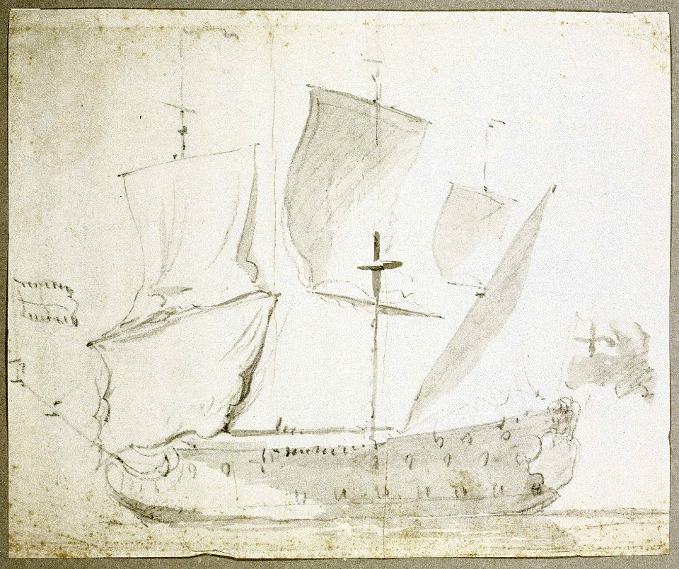 A Guinea merchant ship drying sails RMG PW6918