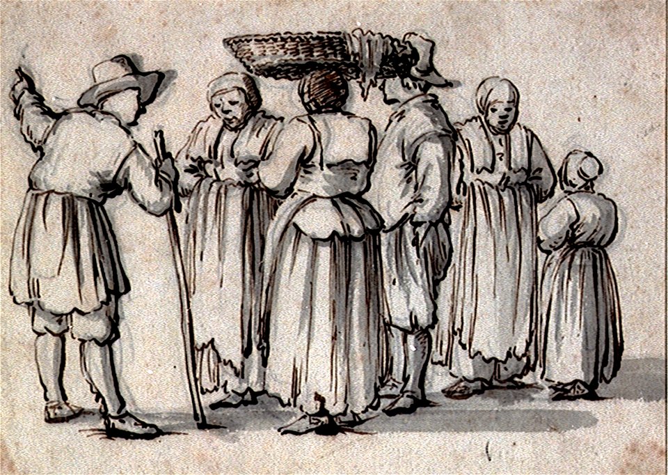 A group of six fishing people RMG PV5186