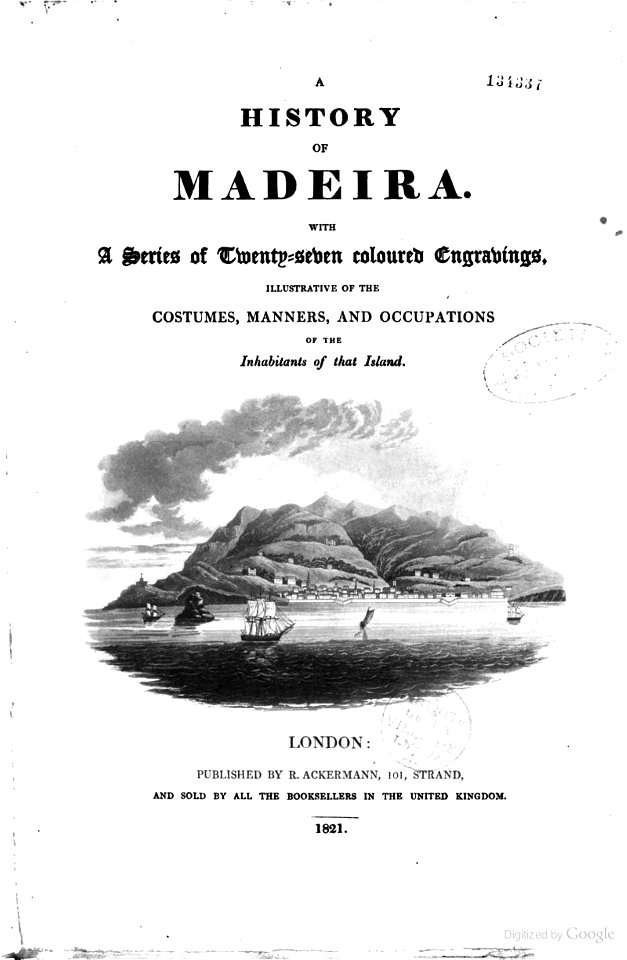 A History of Madeira, 1821, front cover