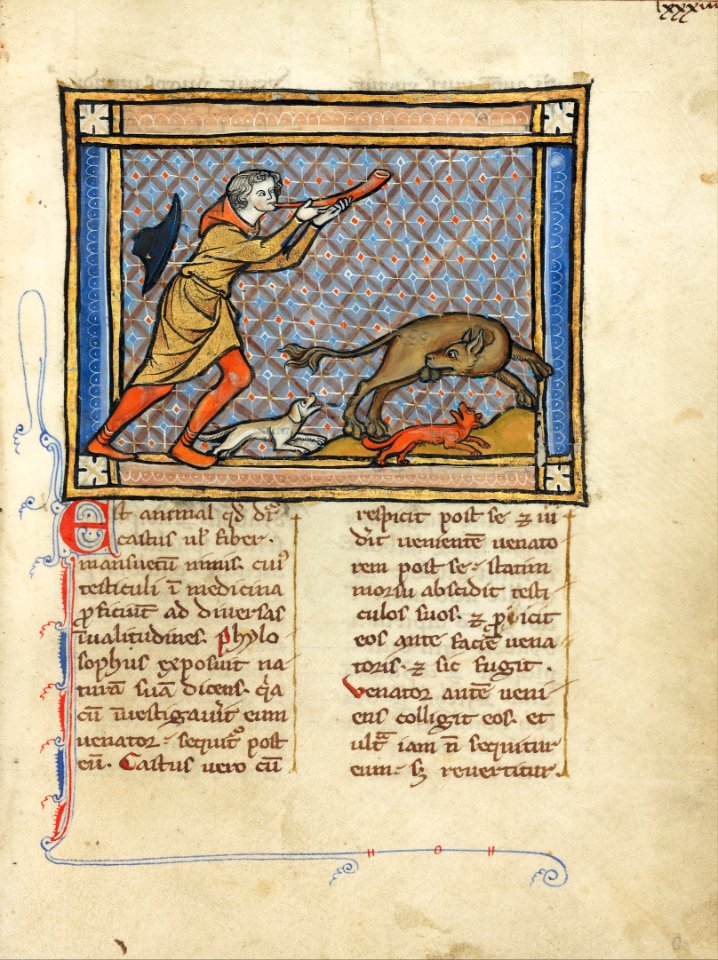 A Hunter Blowing His Horn While His Dogs Attack a Beaver - Google Art Project