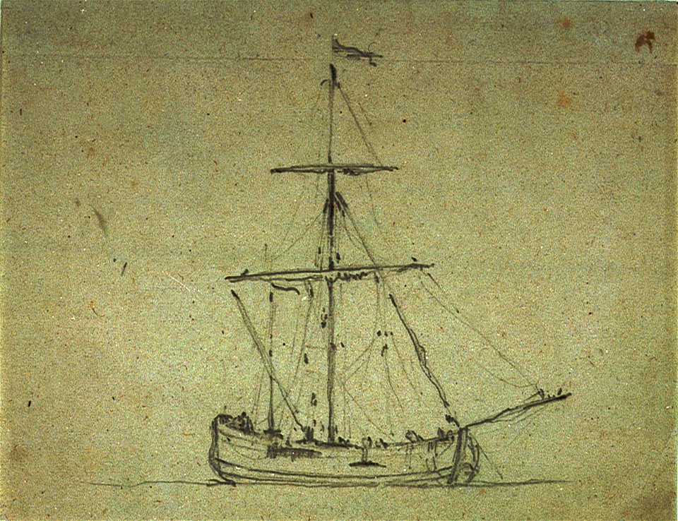 A ketch at anchor RMG PV5267