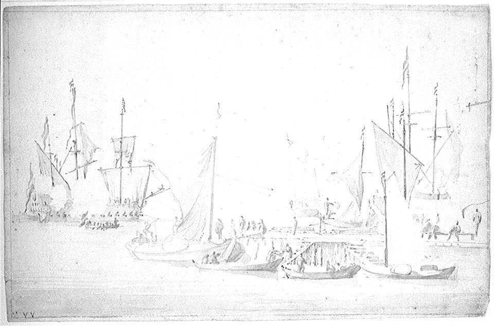 A kaag and other vessels at the end of a quay RMG PW6795