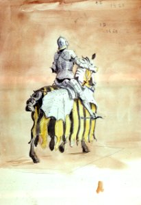 A knight in armour on a charger dated 1460 RMG PV2497