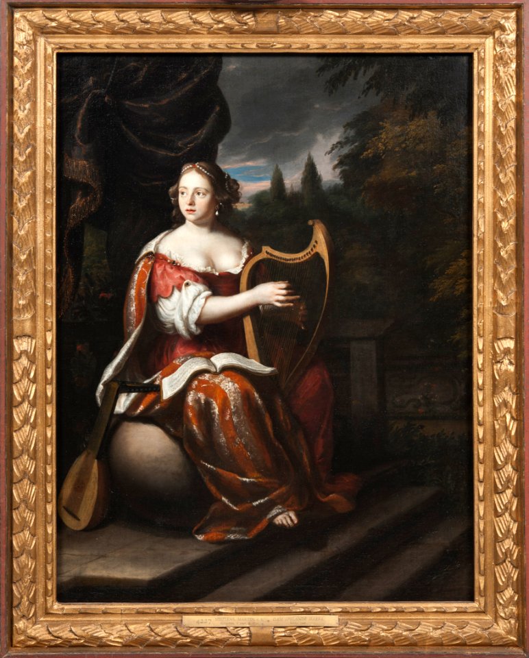 A Lady Playing the Harp (Martin Mijtens d.ä.) - Nationalmuseum - 21279