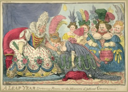 A leap year drawing room, or the pleasures of petticoat government - Cruikshank fecit. LCCN2002719722