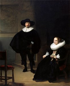 A lady and gentleman in black, by Rembrandt
