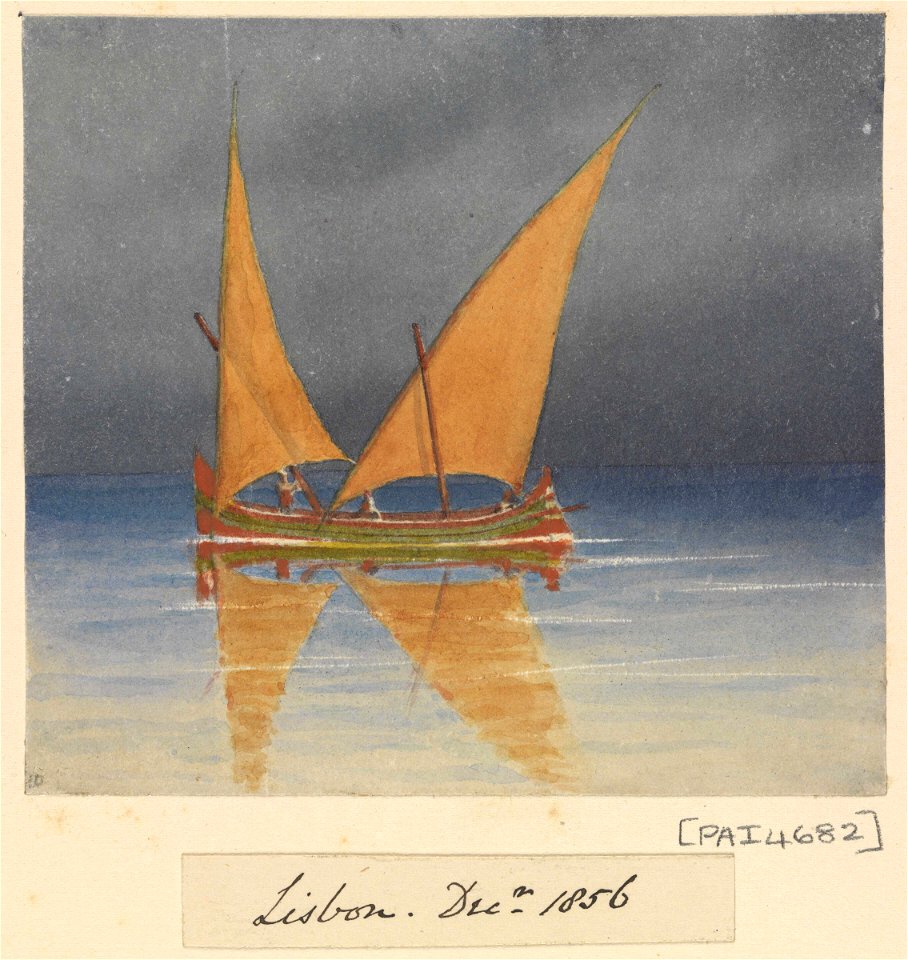 A lateen-rigged Portuguese sailing vessel, Lisbon, 1856 (Portugal) RMG PZ4682