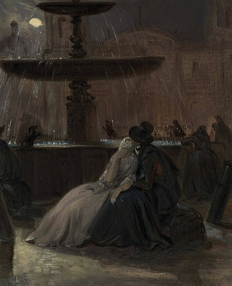 A lovers' tryst by moonlight, Plaza Mayor, Lima