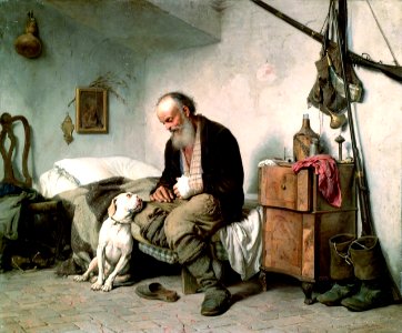A Man and His Dog (Antonio Rotta). Free illustration for personal and commercial use.