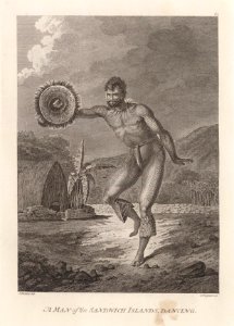 A man of the Sandwich Islands dancing by John Webber