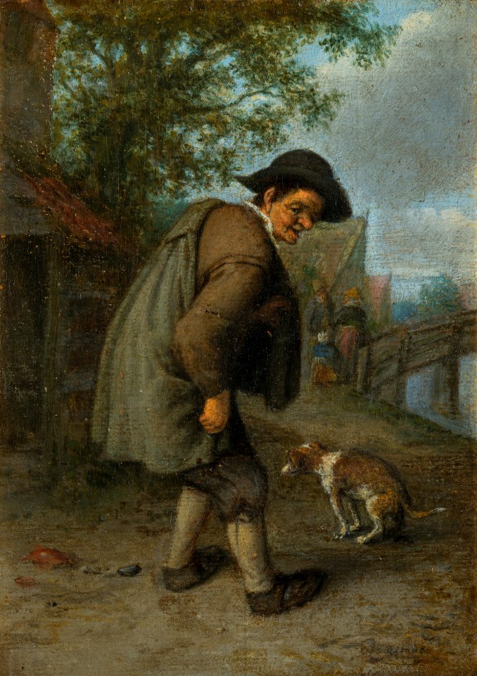 A Man with Crouching Dog (Smell)