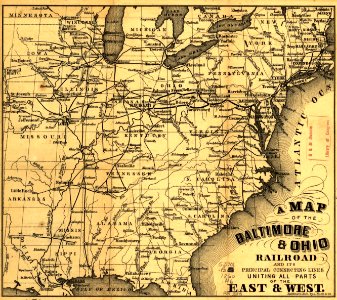 A map of the Baltimore & Ohio Railroad and its principal connecting lines uniting all parts of the East & West. LOC gm70002856