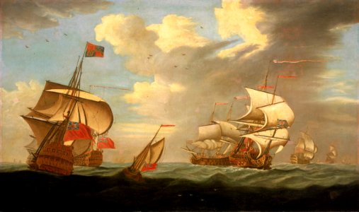 A Man-of-War Flying the Royal Standard, and Other Ships of the Fleet RMG BHC0936
