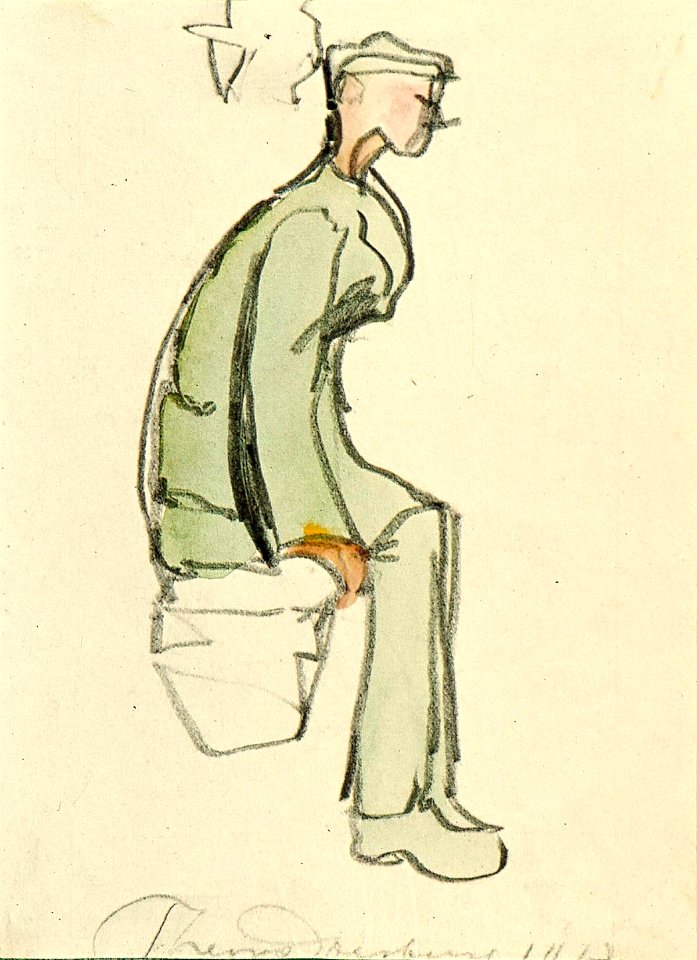 A Man with a Cap and a Pipe Sitting by Theo van Doesburg Centraal Museum AB4785