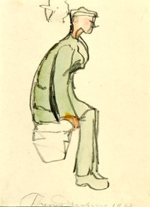 A Man with a Cap and a Pipe Sitting by Theo van Doesburg Centraal Museum AB4785