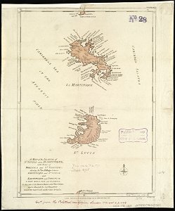 A map of the islands of St. Lucia and Martinique, with part of Dominica and St. Vincents, shewing the two passages between Martinique and St. Lucia, and Martinique and Dominica, to Fort Royal Bay and (4586550441)