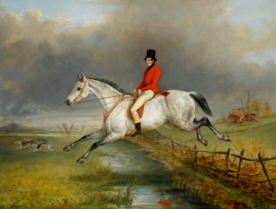 A Master of the Royal Buckhounds Clearing a Fence on a Grey Hunter by George Henry Laporte