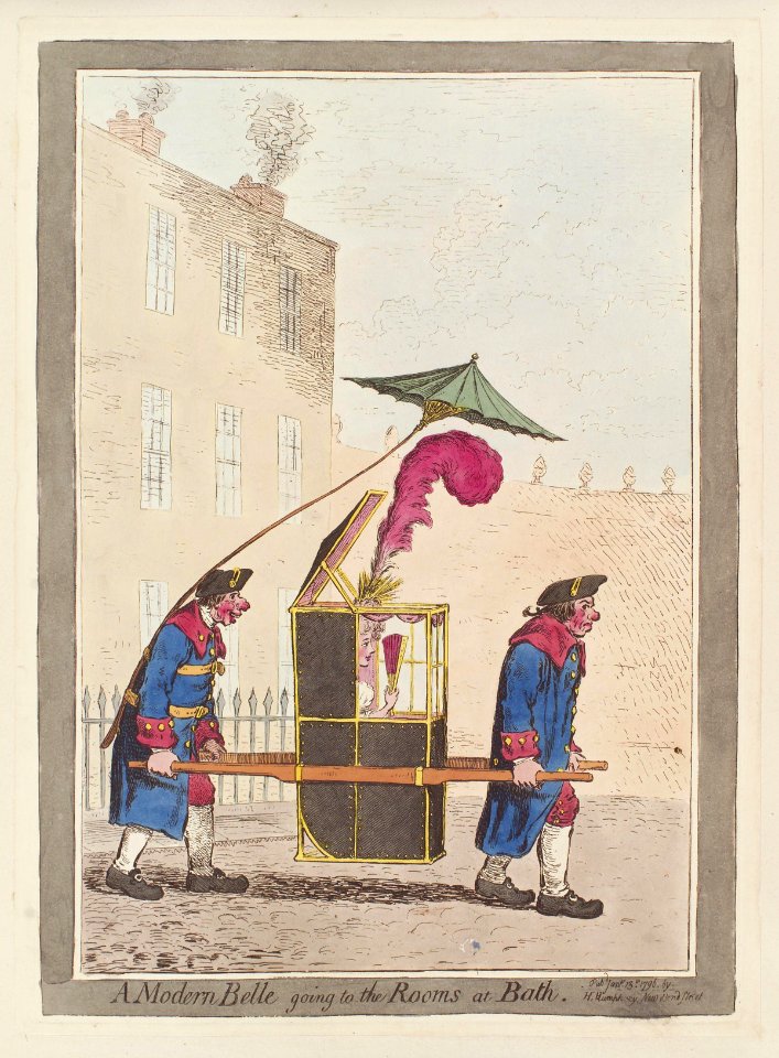A modern belle going to the rooms at Bath by James Gillray