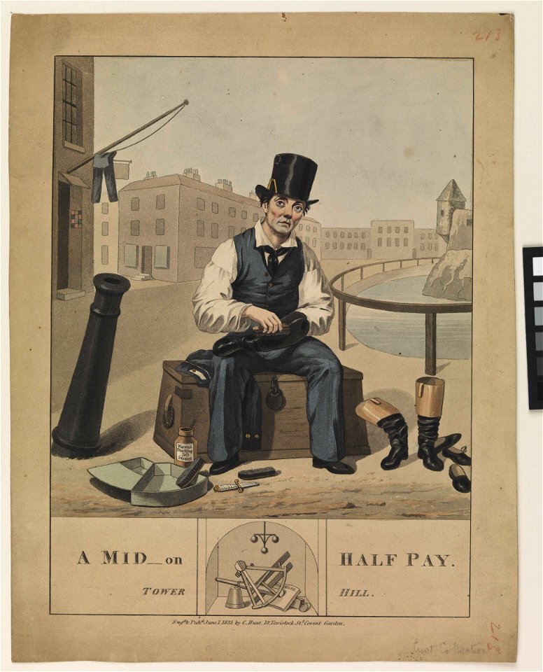 A mid on half pay. Tower Hill (caricature) RMG PW3722