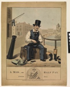 A mid on half pay. Tower Hill (caricature) RMG PW3722