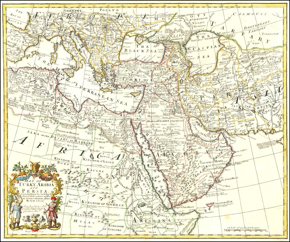 A Map of Turky, Arabia And Persia. Corrected from the latest Travels