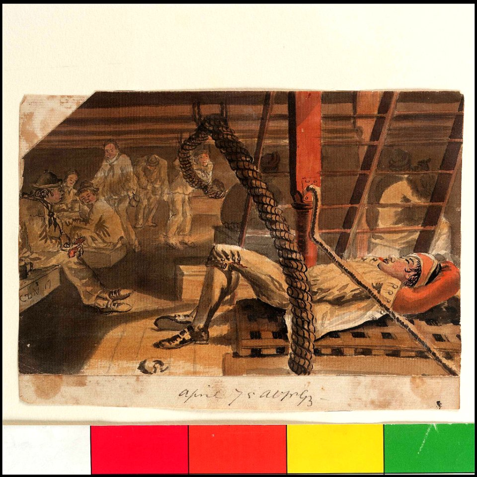 A Marine asleep beneath a companionway on the 'Pallas' (Bray album) RMG PT2031