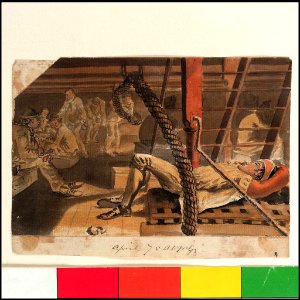 A Marine asleep beneath a companionway on the 'Pallas' (Bray album) RMG PT2031