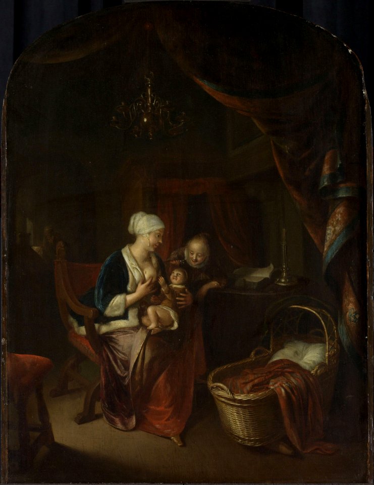 A mother giving her child the breast, Domenicus van Tol, Rijksmuseum