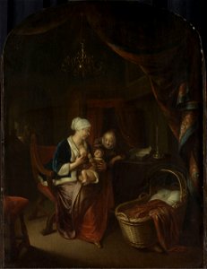 A mother giving her child the breast, Domenicus van Tol, Rijksmuseum
