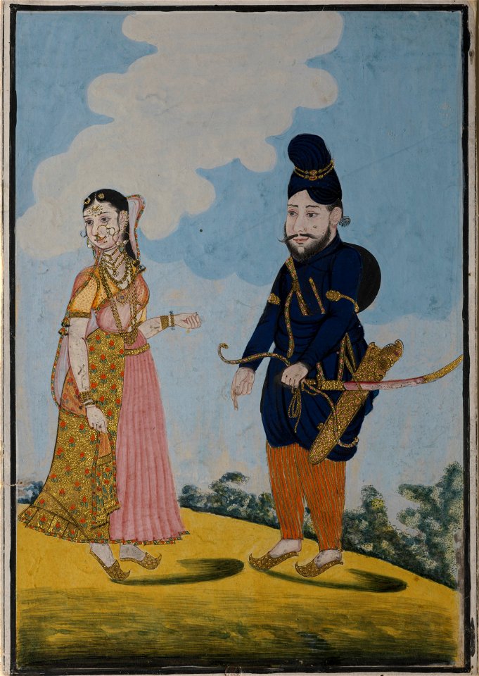 A Mughal Warrior and his wife