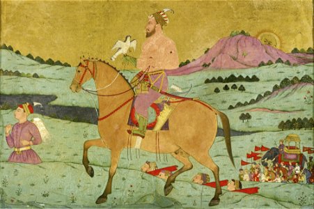 A Mughal nobleman riding through a landscape holding a hawk, India, Deccan, Bijapur, circa 1660-1680 Sotheby's