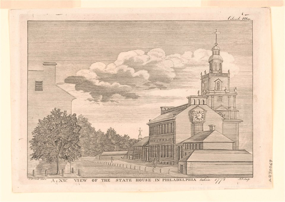 A N.W. view of the state house in Philadelphia taken 1778 - C.W. Peale delin. ; J.T. sculp. LCCN2004671521